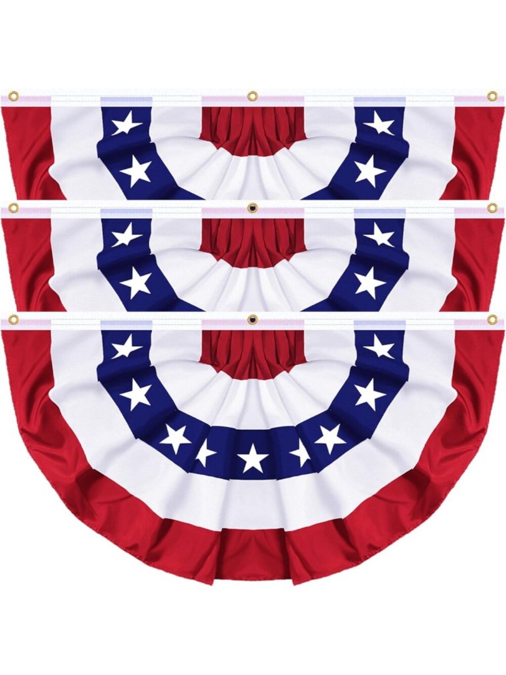 3 Pack 250th Anniversary American Bunting Flag - 4th of July Outdoor Decor